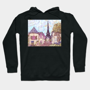 Paris Eiffel Tower Inspired Landscape Pointillism Hoodie